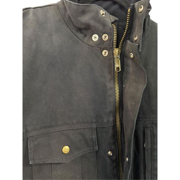 Vtg Dickies Duck Canvas Work Chore Coat Men’s XL Black Quilted Faded Distress - Picture 6 of 9